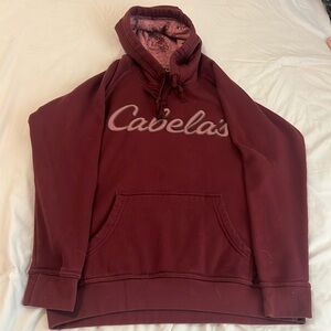 Burgundy, Cabela’s hoodie